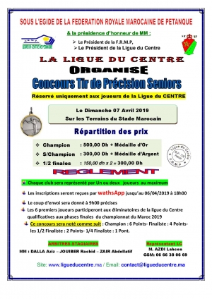 Concours Tir de Précision de la ligue du Centre le 07/04/2019