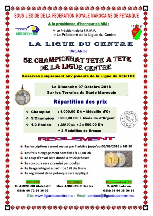 Championnat Tête à tête de la Ligue du Centre le 07/10/2018
