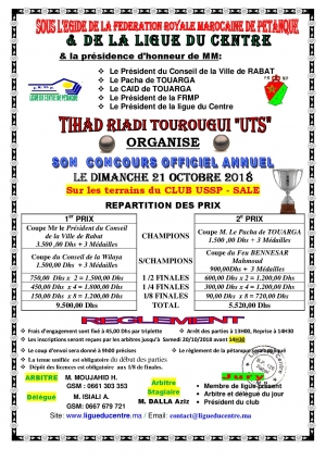 Concours Officiel du club UTS - Touarga le 21/10/2018